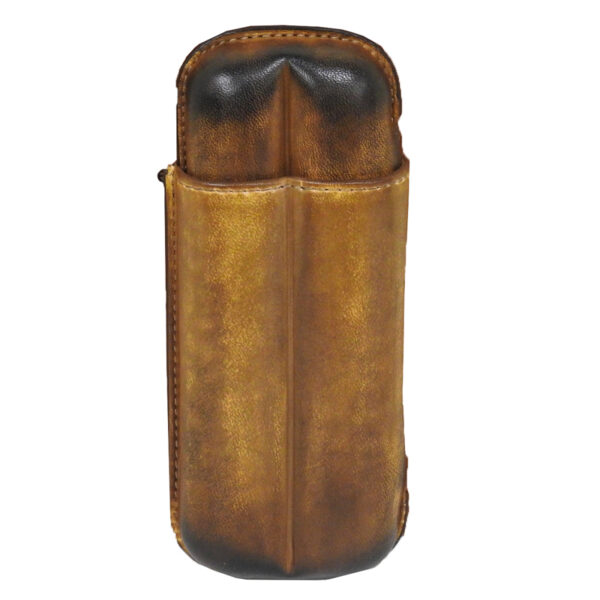 Elie Bleu Havana Patina Leather 56 Ring Gauge 2 Cigar Case EG20CUP002H